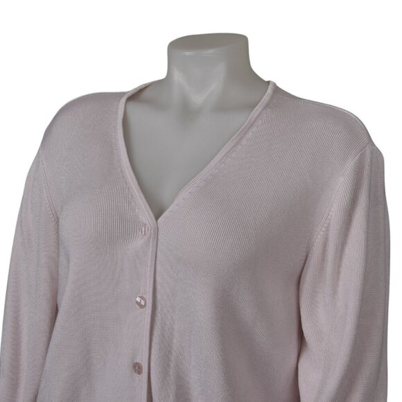 Preston & York Pale Pink Button Front Cardigan Sweater V-Neck Size Large - Picture 2 of 8